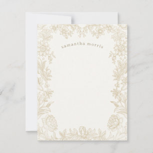 Tarjeta Pequeña Elegante marfil floral dibujado