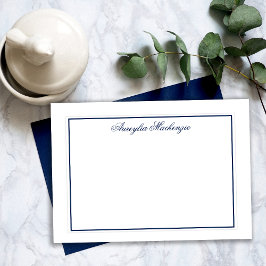 Tarjeta Pequeña Elegante Marina Azul y Blanco Personalizado