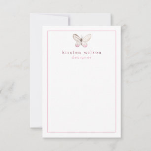 Tarjeta Pequeña Elegante mariposa rosa Rubor personalizada