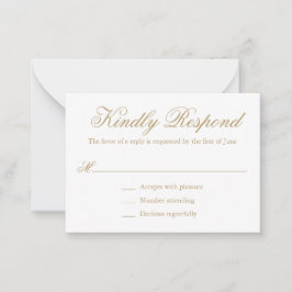 Tarjeta Pequeña Elegante Mini Boda Formal de Oro Tradicional RSVP
