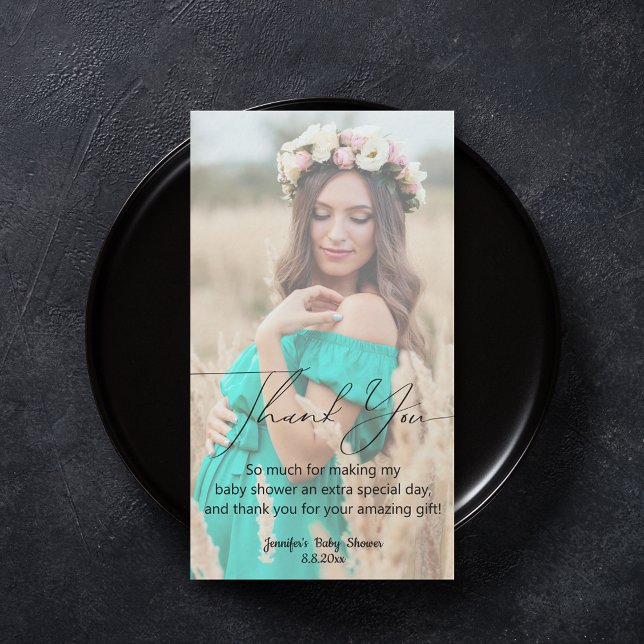 Tarjeta Pequeña elegante mínima gracias moda de foto de ducha bebé (Subido por el creador)