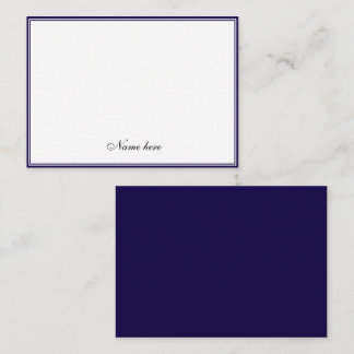 Tarjeta Pequeña Elegante minimalista azul y blanco dos bordes