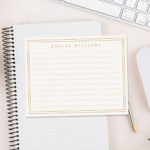 Tarjeta Pequeña Elegante Minimalista Marfil Dorado Reglado