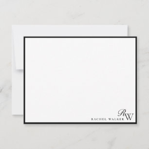 Tarjeta Pequeña Elegante Minimalista Monograma en Blanco y Negro