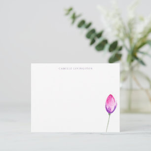 Tarjeta Pequeña Elegante Minimalista morado rosa floral personaliz