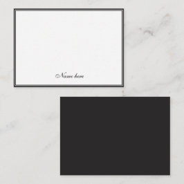Tarjeta Pequeña Elegante minimalista negro y blanco dos bordes