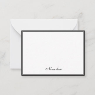 Tarjeta Pequeña Elegante minimalista negro y blanco dos bordes