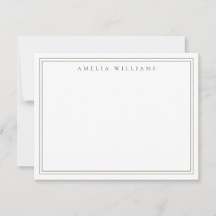 Tarjeta Pequeña Elegante Minimalista Olive Green Two Border