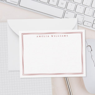Tarjeta Pequeña Elegante Minimalista Rojo Dos Bordes