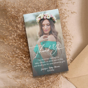 Tarjeta Pequeña elegante minimo gracias bebé ducha foto desvanecid