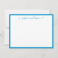 Elegante Moda azul Aqua Moderno Preppy Script Girl