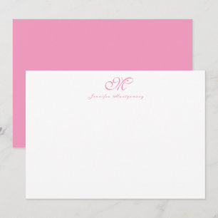 Tarjeta Pequeña Elegante Moda Girly Script Monograma ballet rosa