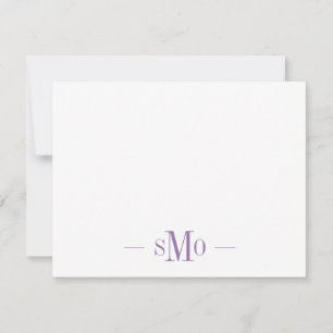 Tarjeta Pequeña Elegante Moda Lavanda Monograma 3 Iniciales