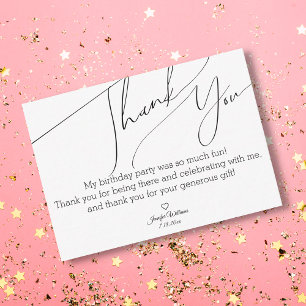 Tarjeta Pequeña elegante moda minimalista gracias dulce 16