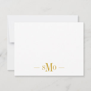 Tarjeta Pequeña Elegante Moda Monograma de Oro 3 Iniciales