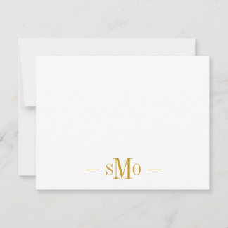 Tarjeta Pequeña Elegante Moda Monograma de Oro 3 Iniciales