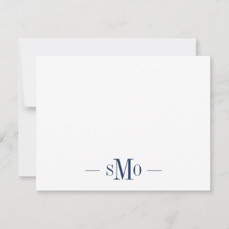 Tarjeta Pequeña Elegante Moda Navy Blue Monograma 3 Iniciales