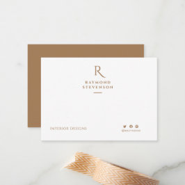 Tarjeta Pequeña Elegante Moda Profesional Luz Marrón monogramado