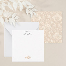 Tarjeta Pequeña Elegante Moda romántica floral Damasco-Crema