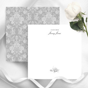 Tarjeta Pequeña Elegante Moda romántica floral Damasco-gris