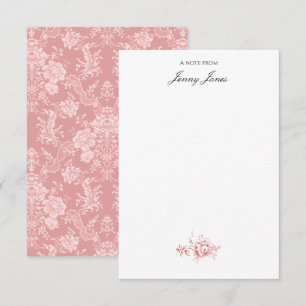 Tarjeta Pequeña Elegante Moda romántica floral Damasco-Pastel rosa