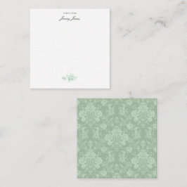 Tarjeta Pequeña Elegante Moda romántica floral Damasco-Sage Verde