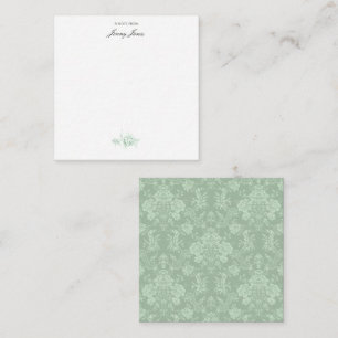 Tarjeta Pequeña Elegante Moda romántica floral Damasco-Sage Verde