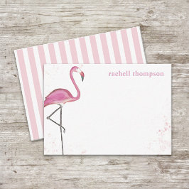 Tarjeta Pequeña Elegante Moda rosa Flamingo Simple acuarela