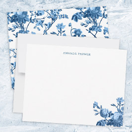 Tarjeta Pequeña Elegante Moda Vintage Azul Rosa Floral