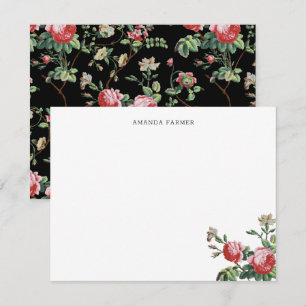 Tarjeta Pequeña Elegante Moda Vintage Pink Rose Floral Note Card
