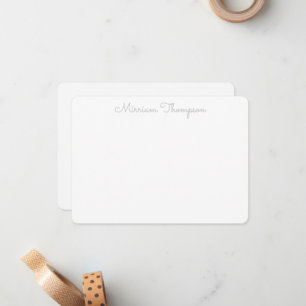 Tarjeta Pequeña Elegante Moderno Limpio Nombre Gris Femenino