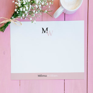 Tarjeta Pequeña Elegante Moderno Monograma de Dos Tonos