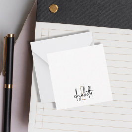 Tarjeta Pequeña Elegante Monograma Black Gold Script