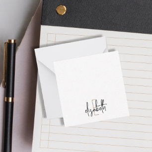 Tarjeta Pequeña Elegante Monograma Black Gold Script