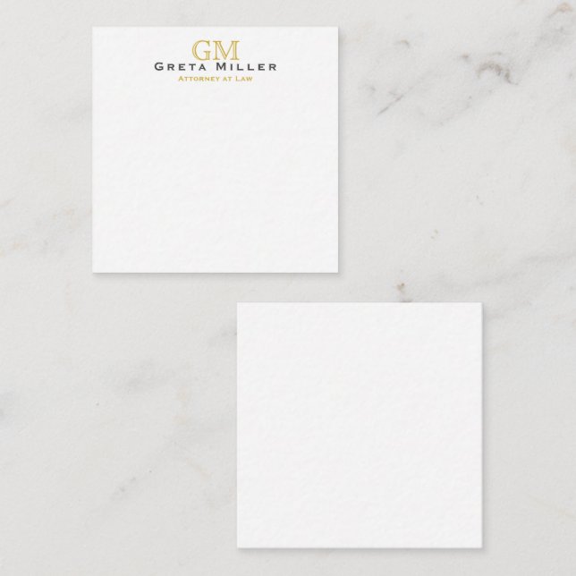 Tarjeta Pequeña Elegante Monograma clásico clásico de oro (Anverso / Reverso)