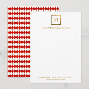 Tarjeta Pequeña Elegante Monograma de Negocios Gold Square Diamant