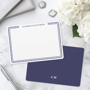 Tarjeta Pequeña Elegante Monograma de Nombre Minimalista con Doble