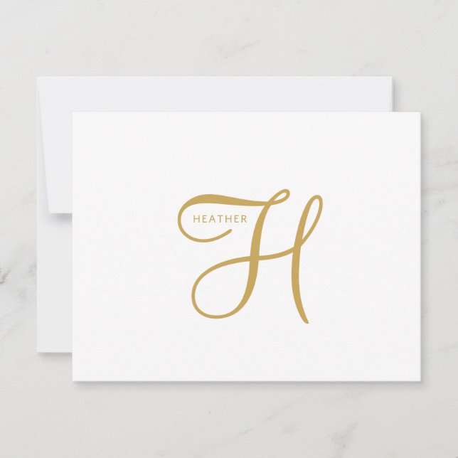 Tarjeta Pequeña Elegante Monograma de Oro  (Anverso)