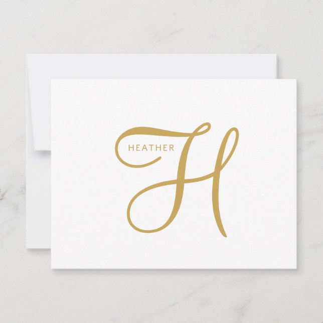 Tarjeta Pequeña Elegante Monograma de Oro  (Anverso)