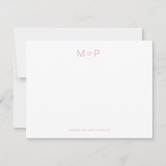 Tarjeta Pequeña Elegante Monograma de Pareja Contemporánea Rosa Ru