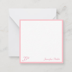 Tarjeta Pequeña Elegante Monograma de texto manuscrito rosa Rubor