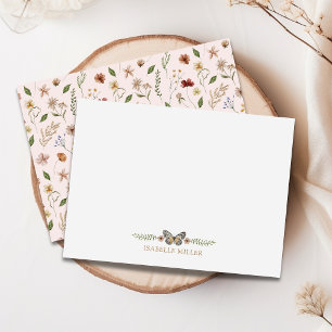 Tarjeta Pequeña Elegante Monograma Flor silvestre Flora acuática F
