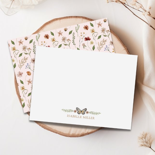 Tarjeta Pequeña Elegante Monograma Flor silvestre Flora acuática F (Subido por el creador)