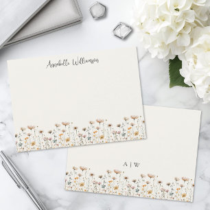 Tarjeta Pequeña Elegante Monograma Floral de Flor Silvestre