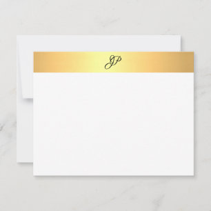 Tarjeta Pequeña Elegante Monograma manuscrito Nombre Faux Gold