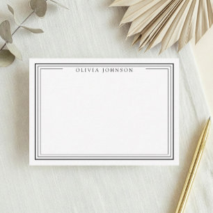 Tarjeta Pequeña Elegante Monograma Minimalista con Borde Blanco y
