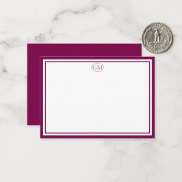 Tarjeta Pequeña Elegante Monograma Minimalista Rojo Dos Bordes