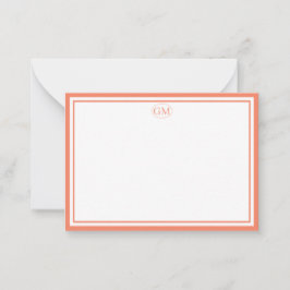 Tarjeta Pequeña Elegante Monograma Mínimo Naranja Dos Bordes 