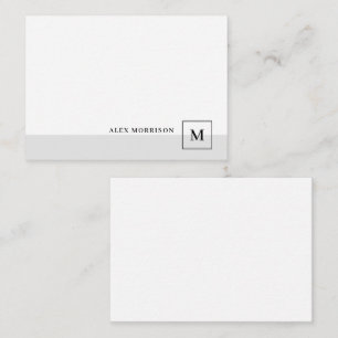 Tarjeta Pequeña Elegante Monograma Moderno con Borde Gris y Nombre