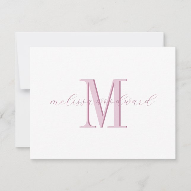 Tarjeta Pequeña Elegante Monograma moderno Nombre de guión inicial (Anverso)